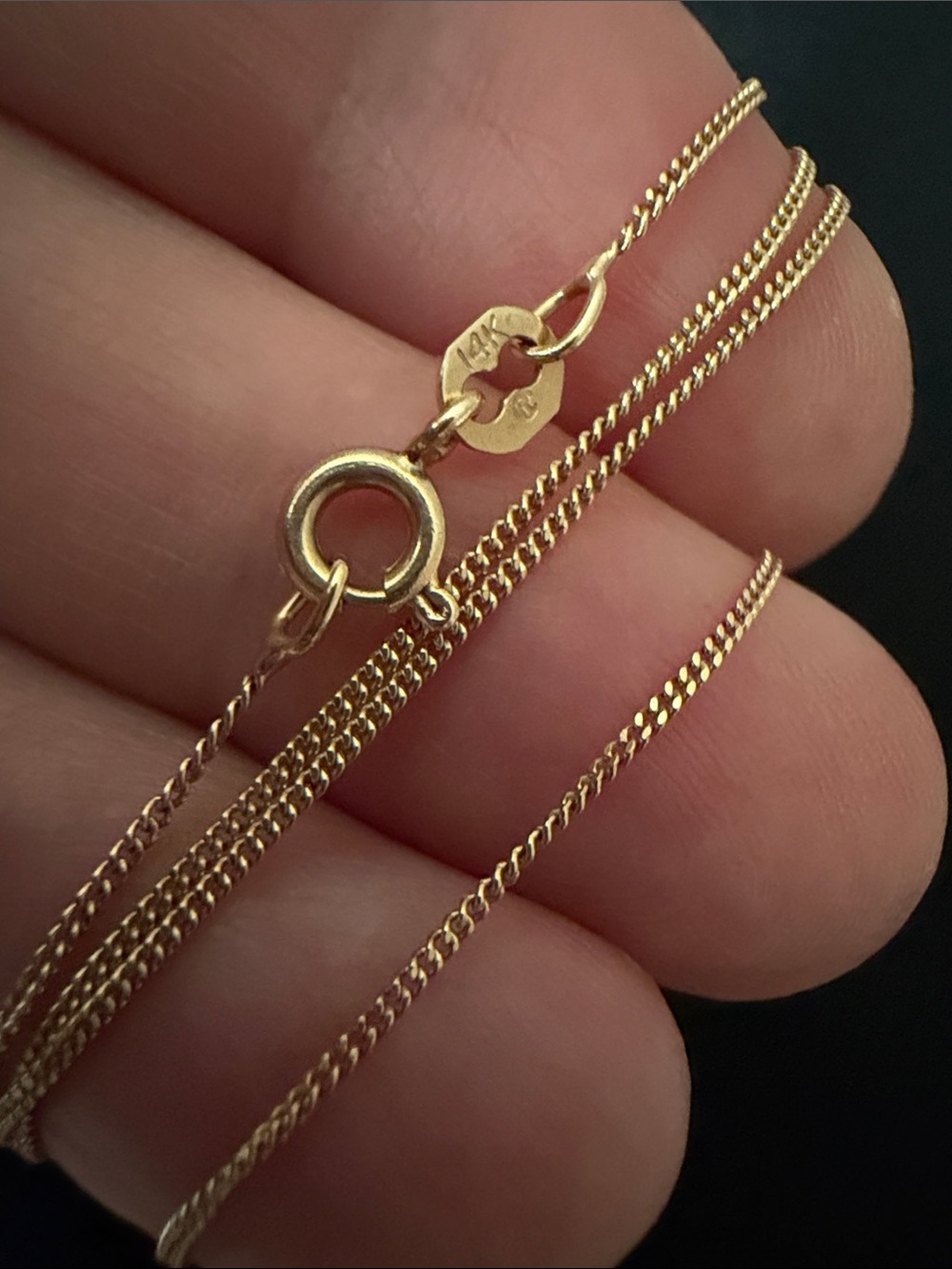 Solid 14K gold classic chain necklace, vintage, 16.5” long - Picture 7 of 7